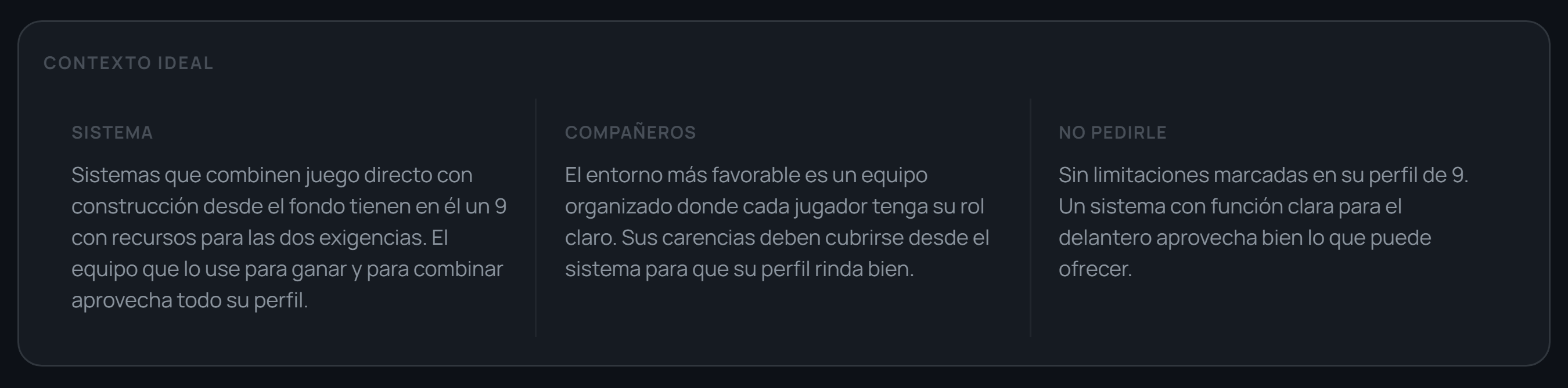 Sección Contexto ideal del reporte de Juan Otero